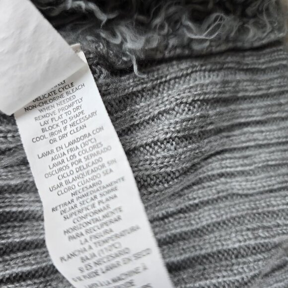 Kensie Gray Faux Fur Knit Vest XS Open Front Asymmetric Hem Nylon Acrylic Blend - Picture 6 of 8